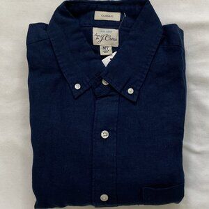 J. Crew 100% Baird McNutt Irish linen tall shirt in navy (NWT)